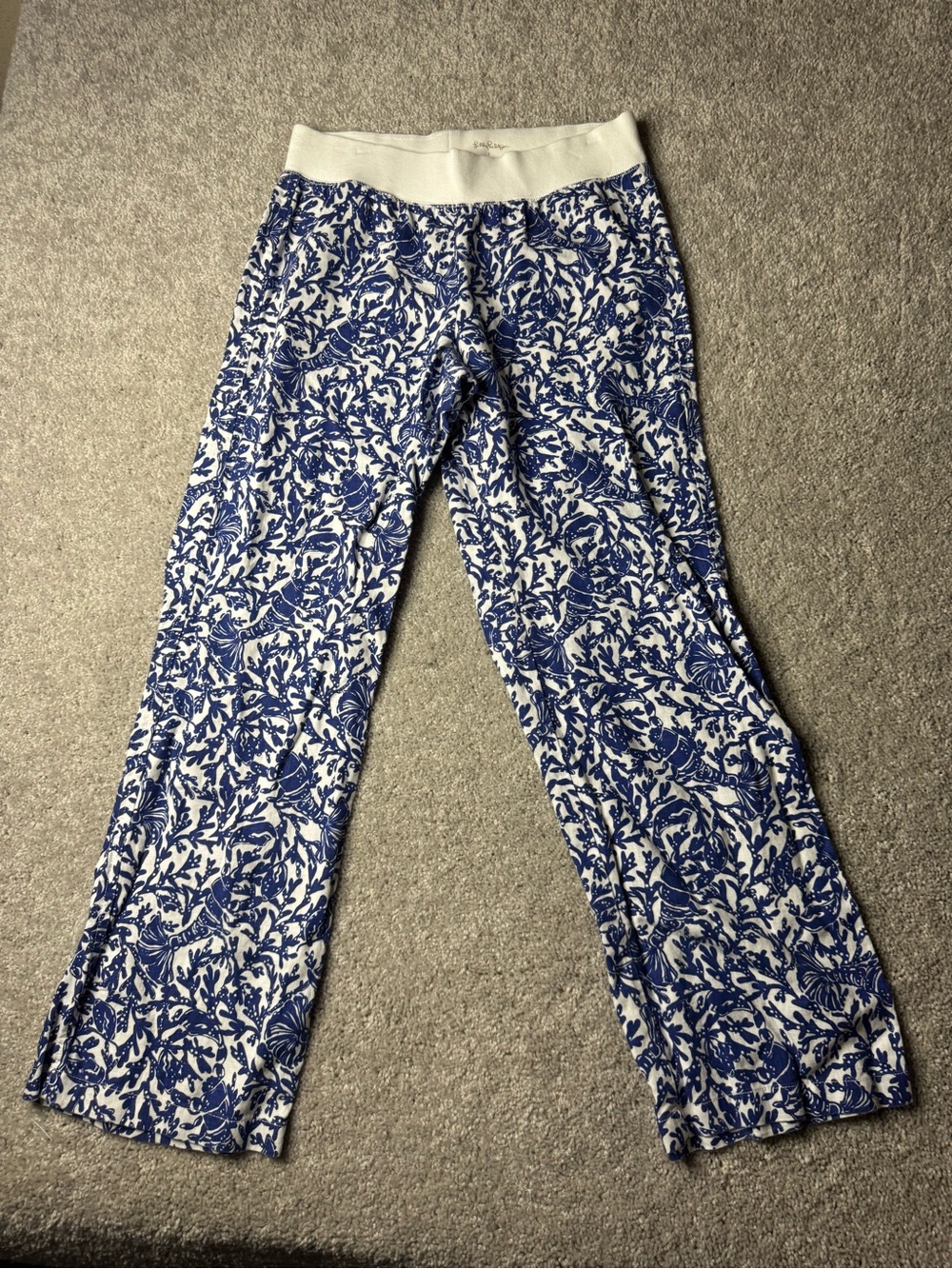 Lilly Pulitzer Blue & White Nautical Wide-Leg Pants
